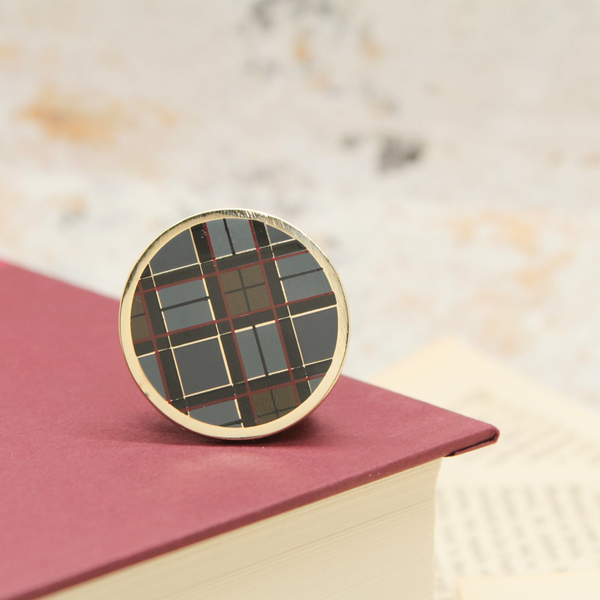 Outlander fraser plaid sassenach enamel pin