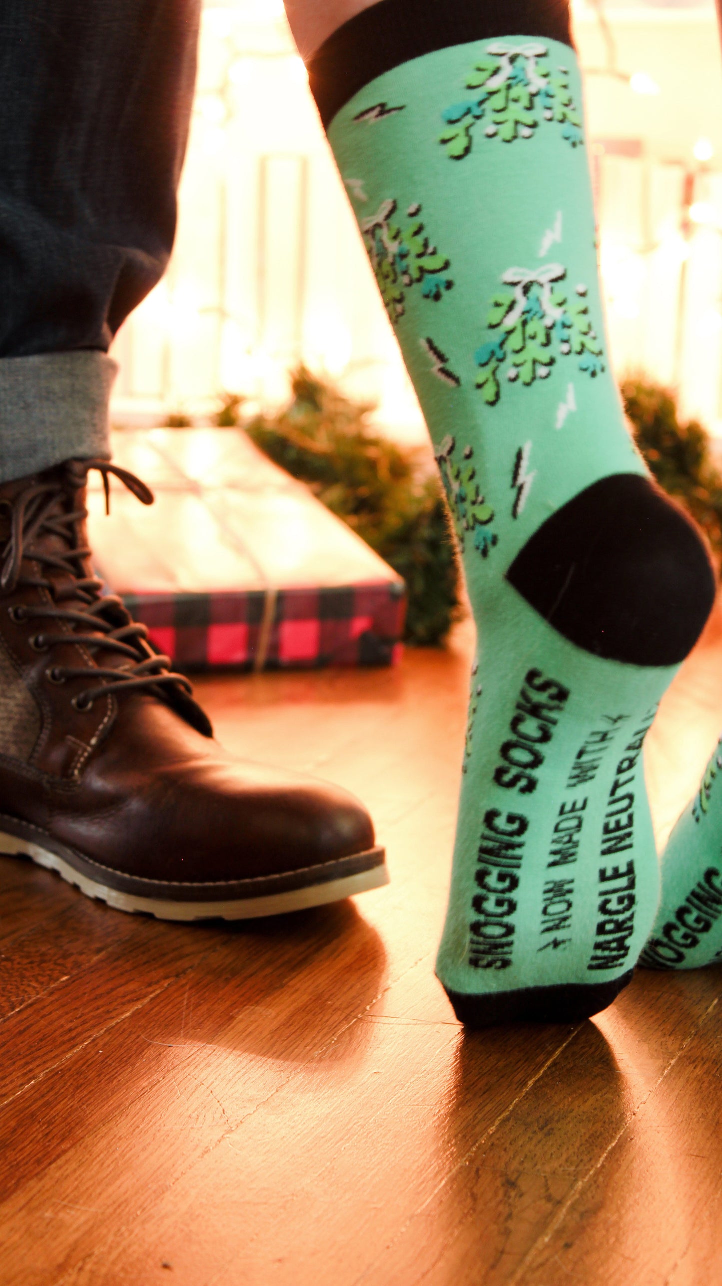 Mistletoe with nargles on green and black socks from weasley's wizard wheezes