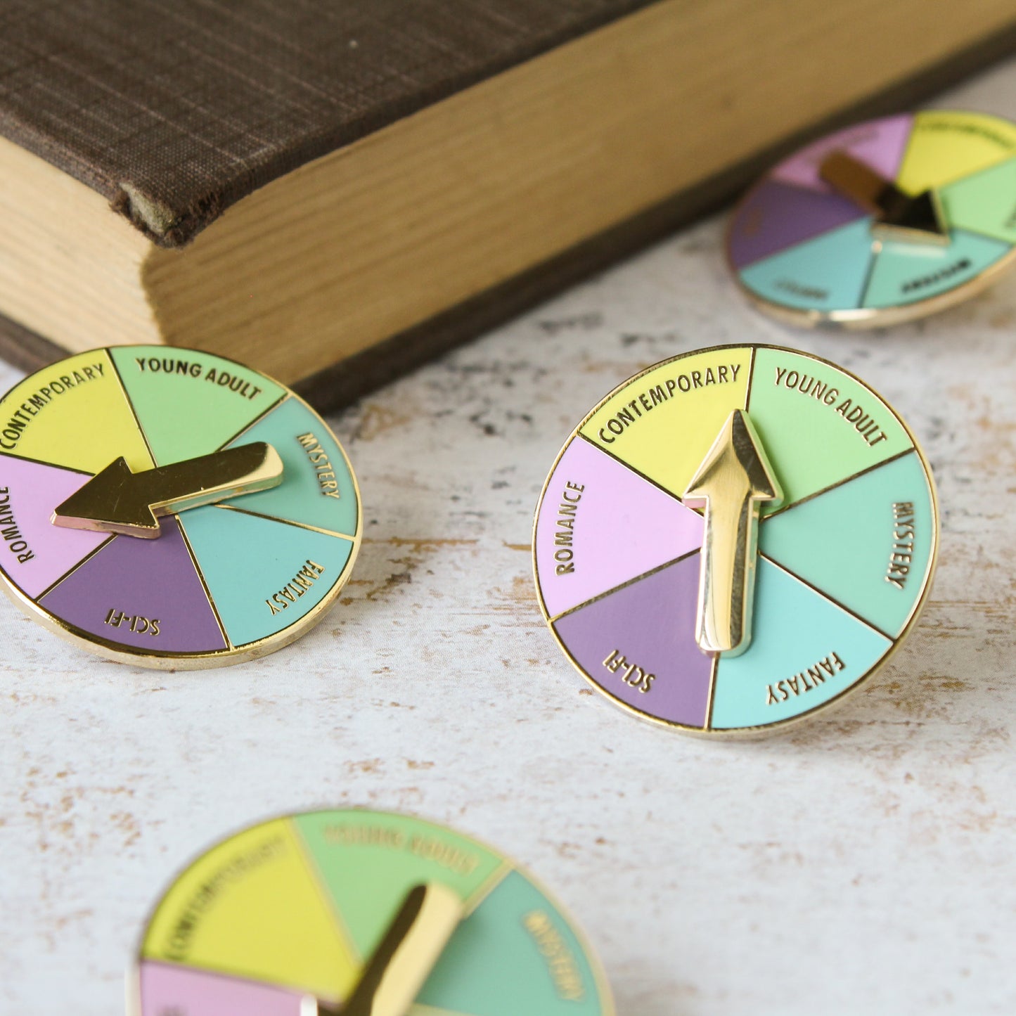 Pastel genre picker for indecisive readers spinner enamel pin